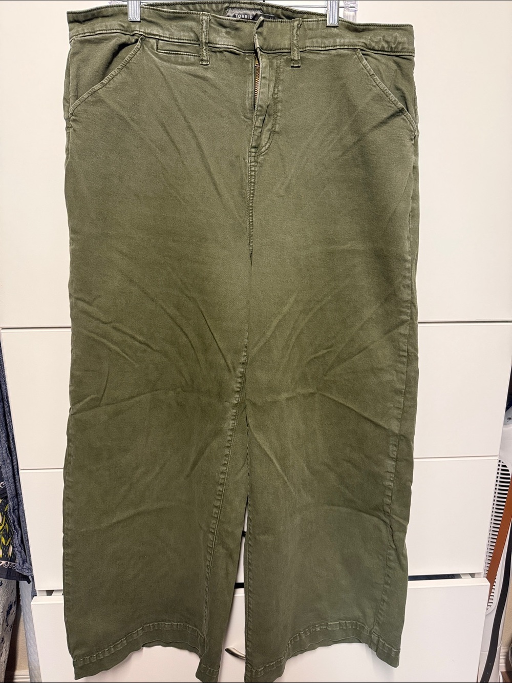 Olive Green Wide-Leg Chinos